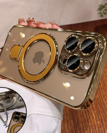 Plating Bracket Transparent Case for iPhone