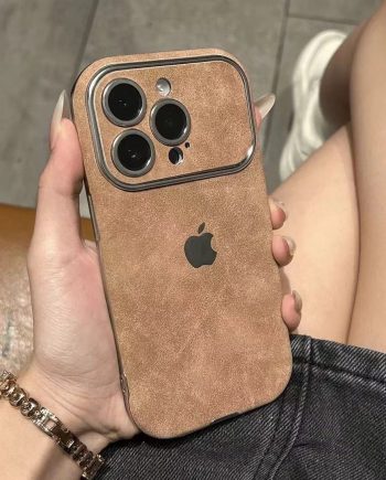 Large window leather velvet case for iPhone
