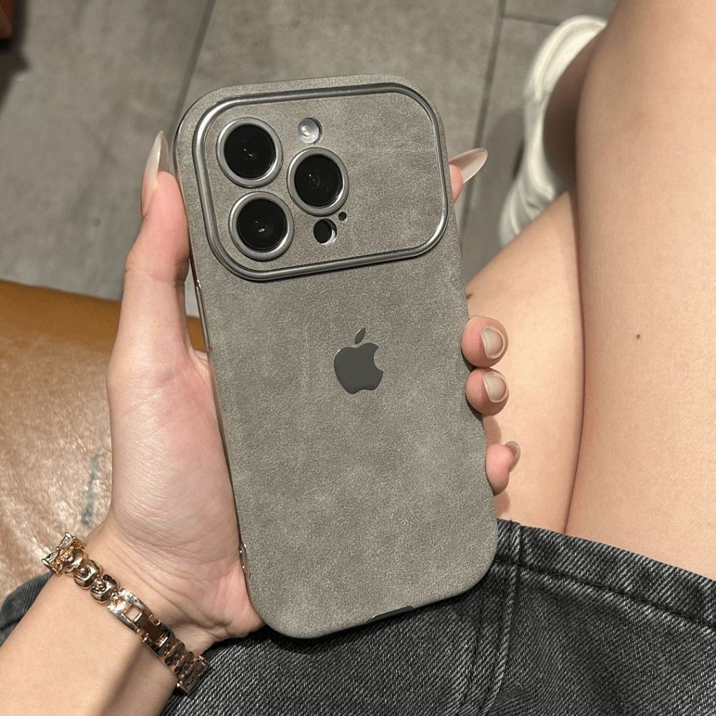 Large window leather velvet case for iPhone