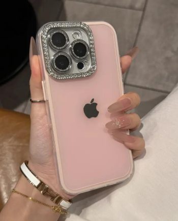 Solid color glitter lens case for iPhone
