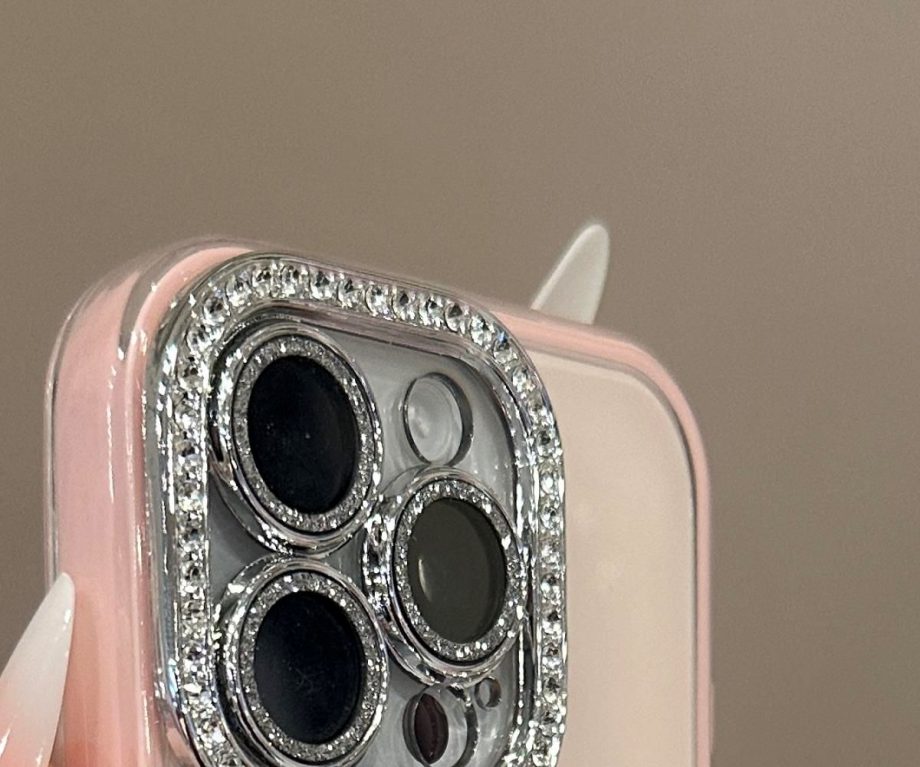 Solid color glitter lens case for iPhone