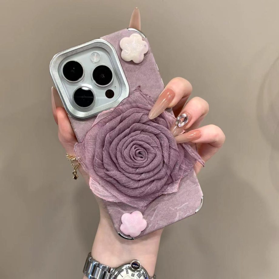Electroplated feather rose case for iPhone