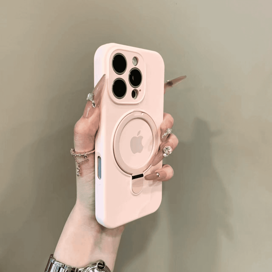 Liquid silicone case with bracket for iPhone
