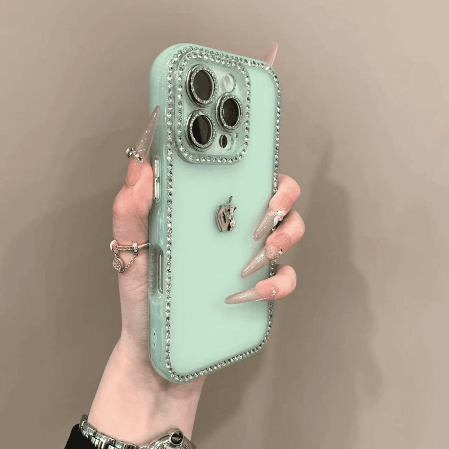 Double sided diamond inlaid frosted case for iPhone
