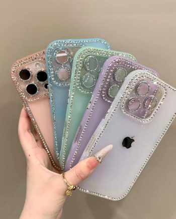 Double sided diamond inlaid frosted case for iPhone