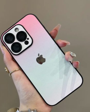 Gradient leather lens protection case for iPhone
