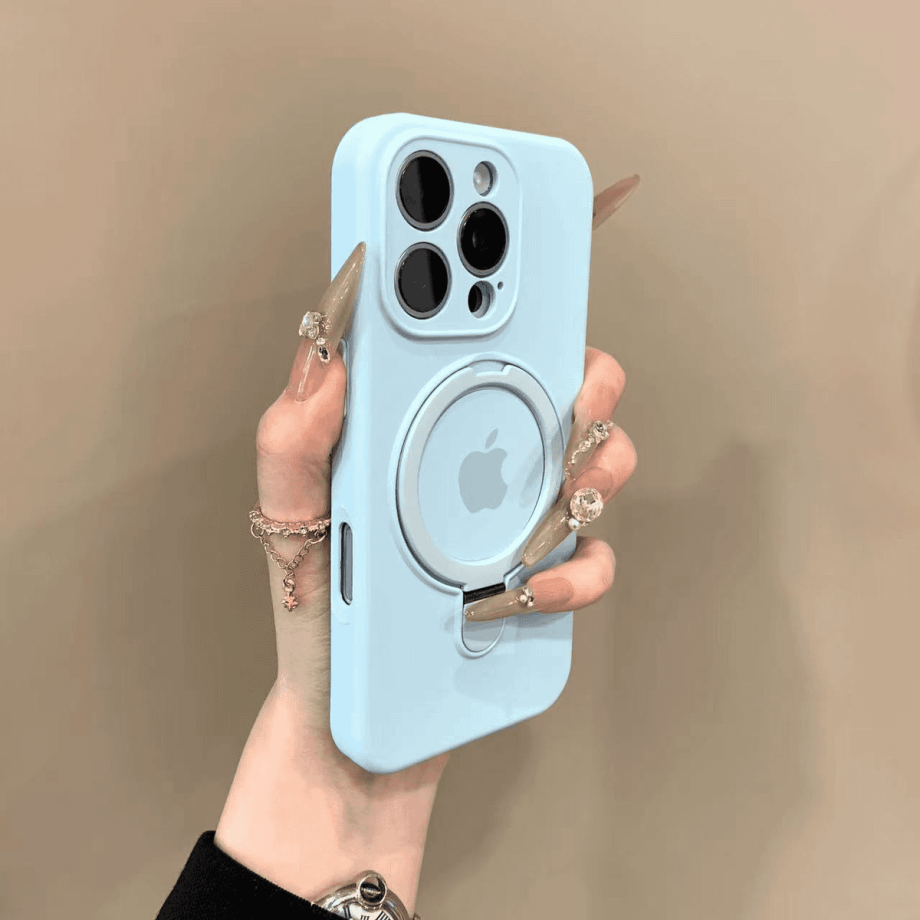 Liquid silicone case with bracket for iPhone