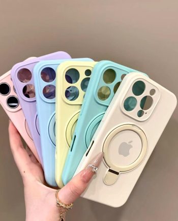 Liquid silicone case with bracket for iPhone