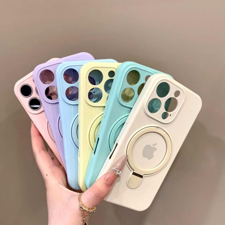 Liquid silicone case with bracket for iPhone