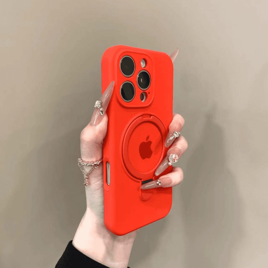 Liquid silicone case with bracket for iPhone