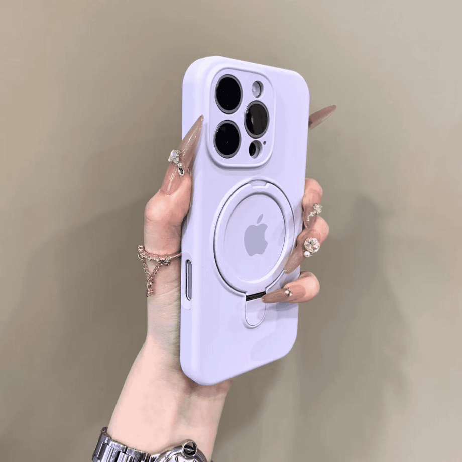 Liquid silicone case with bracket for iPhone