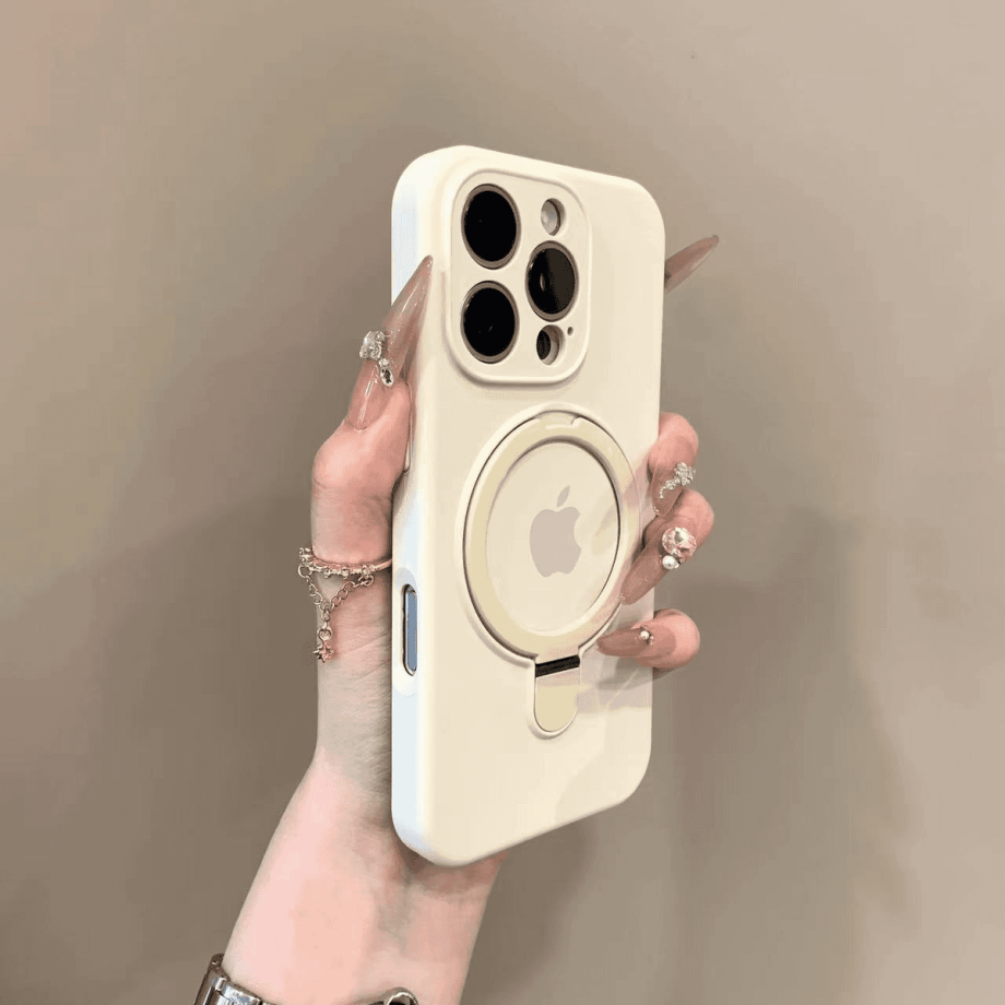 Liquid silicone case with bracket for iPhone