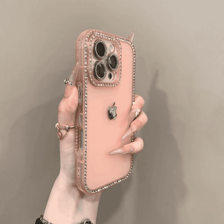 Double sided diamond inlaid frosted case for iPhone