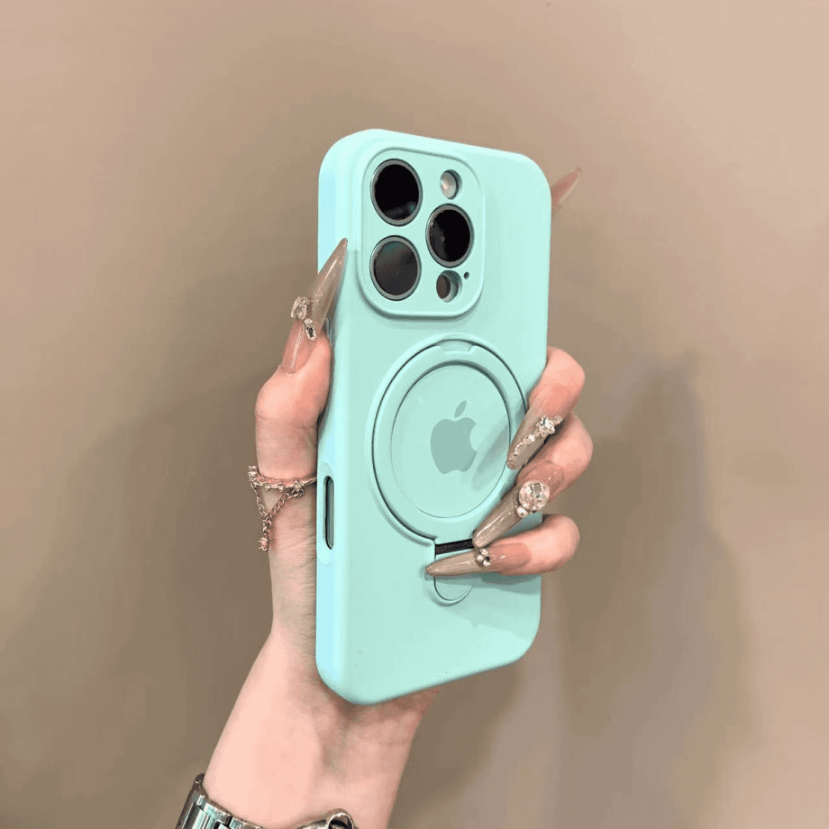 Liquid silicone case with bracket for iPhone