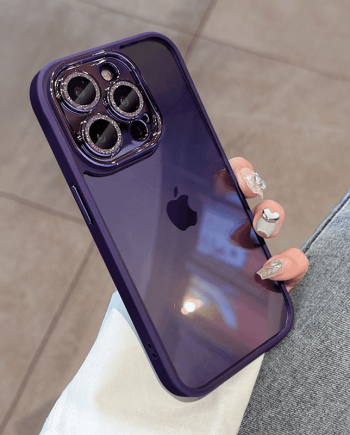 Transparent case with glitter lens film for iPhone