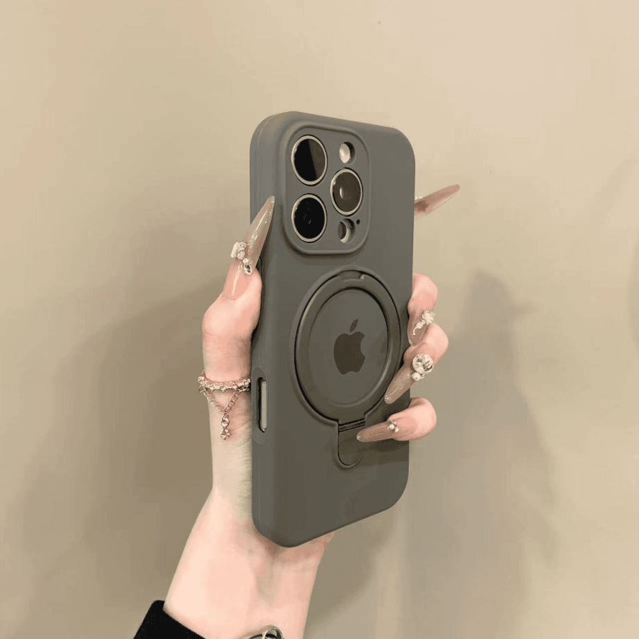 Liquid silicone case with bracket for iPhone