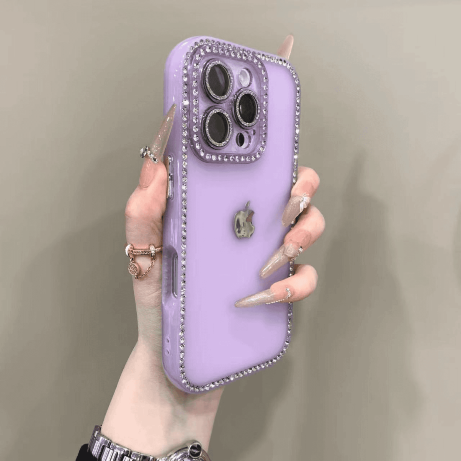 Double sided diamond inlaid frosted case for iPhone