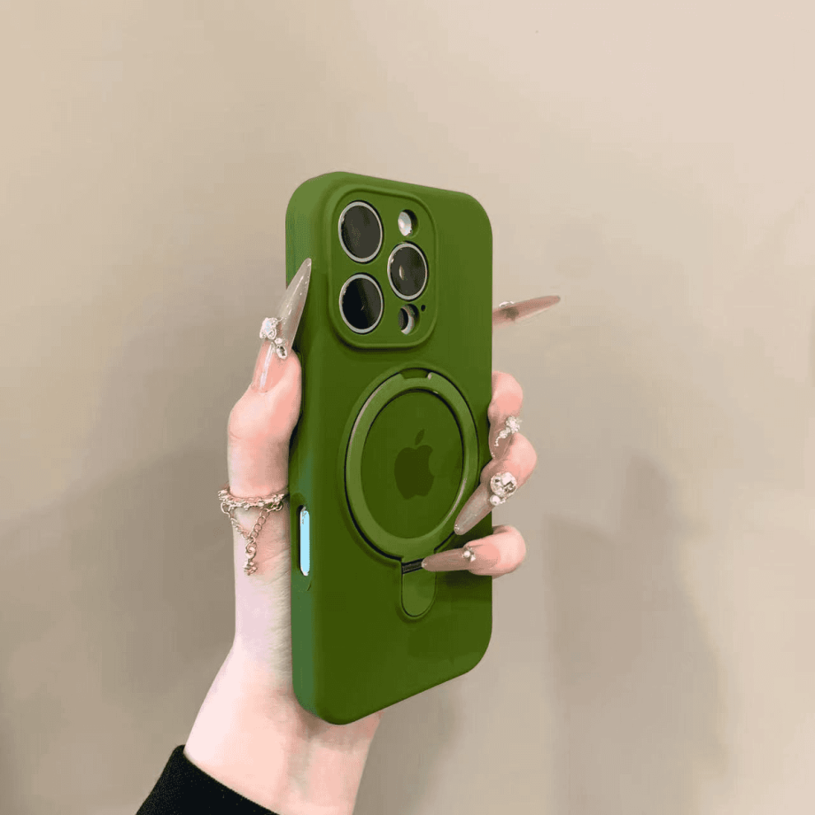 Liquid silicone case with bracket for iPhone
