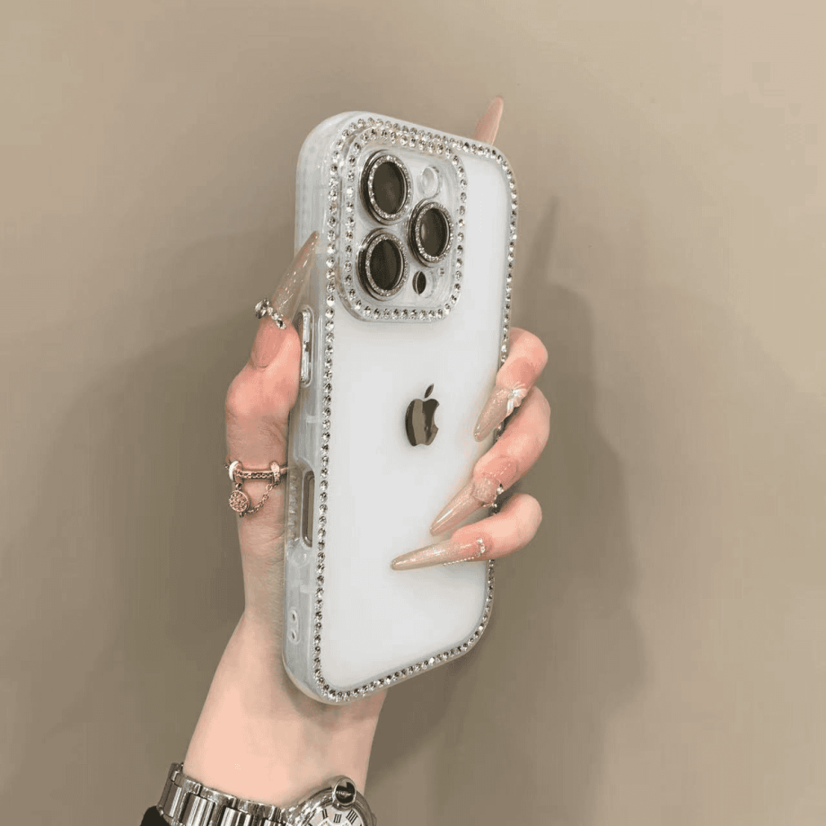 Double sided diamond inlaid frosted case for iPhone