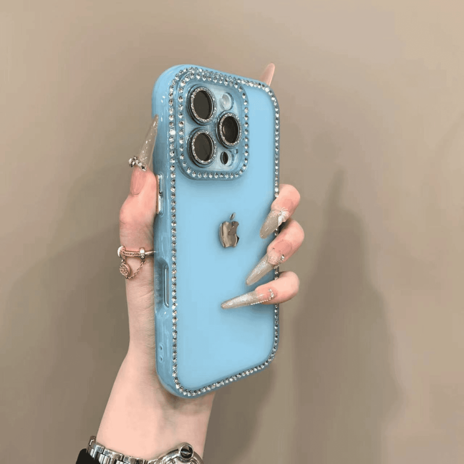 Double sided diamond inlaid frosted case for iPhone