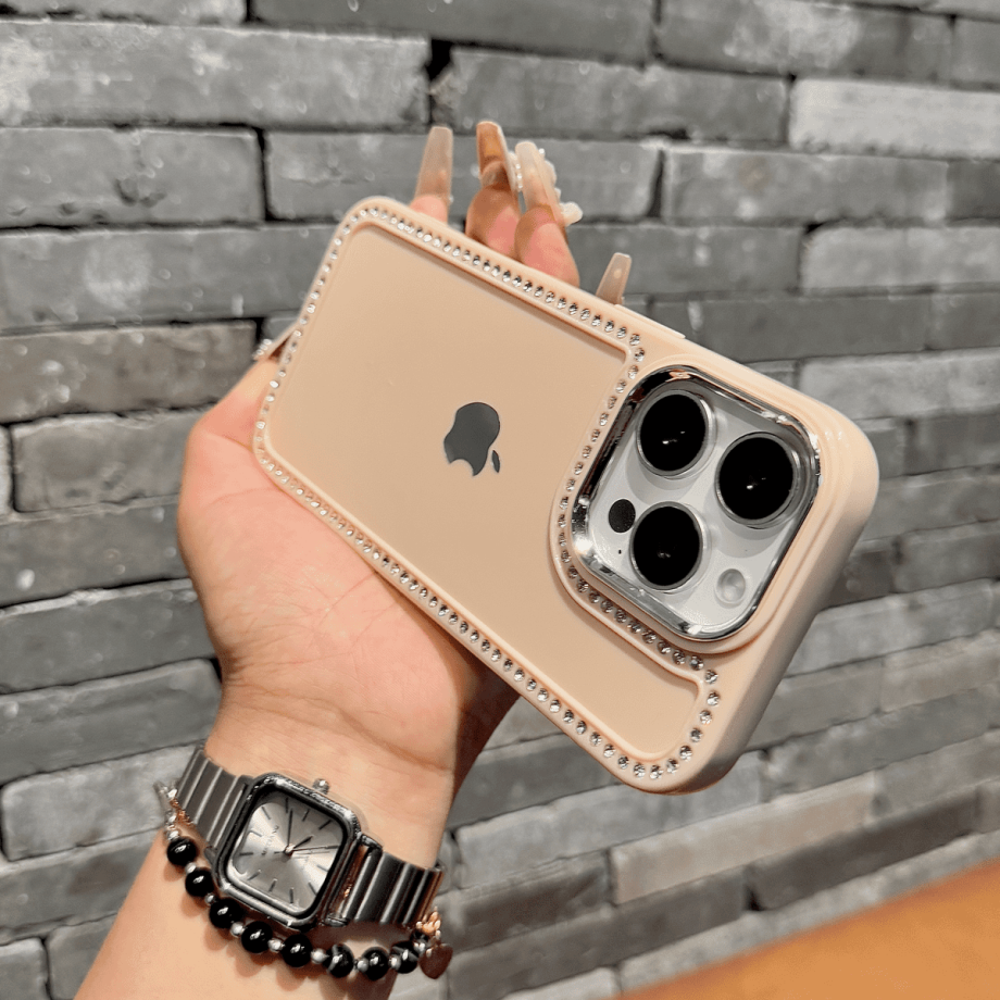 Electroplated large - hole diamond - embedded case for iPhone