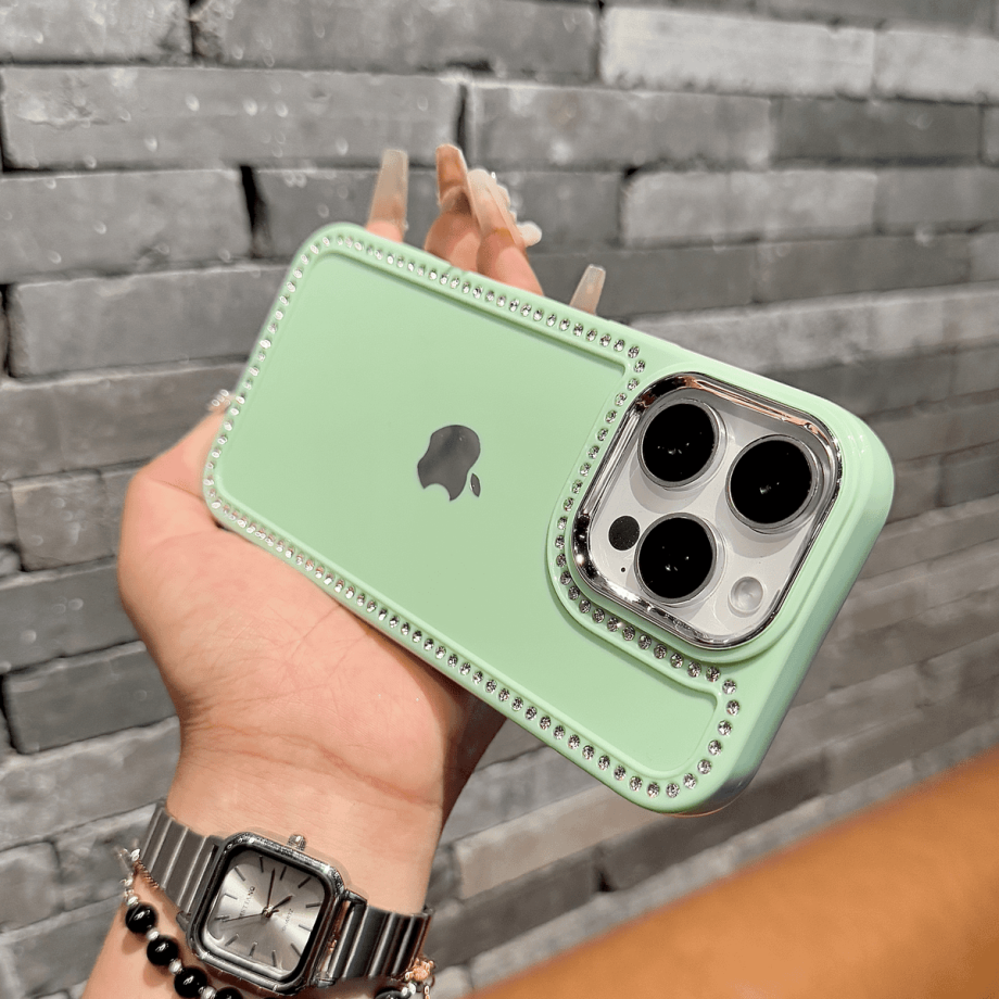 Electroplated large - hole diamond - embedded case for iPhone