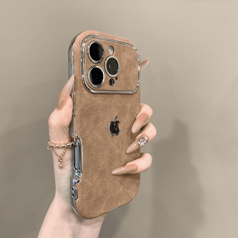Large window leather patterned case for iphone