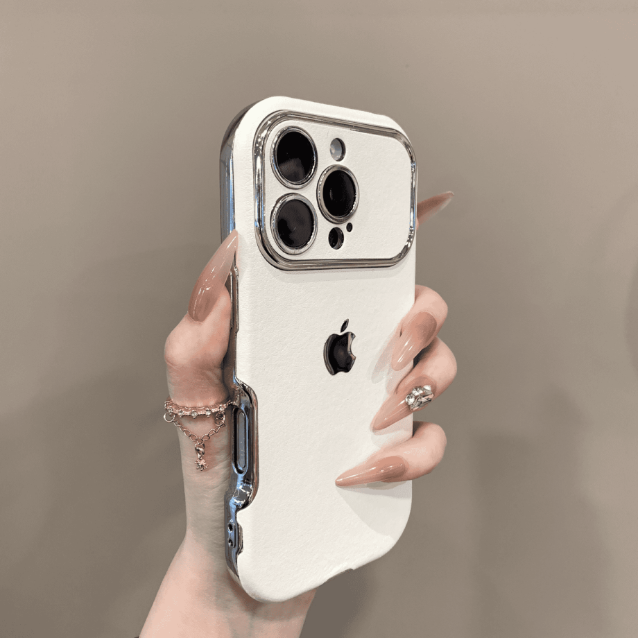 Large window leather patterned case for iphone