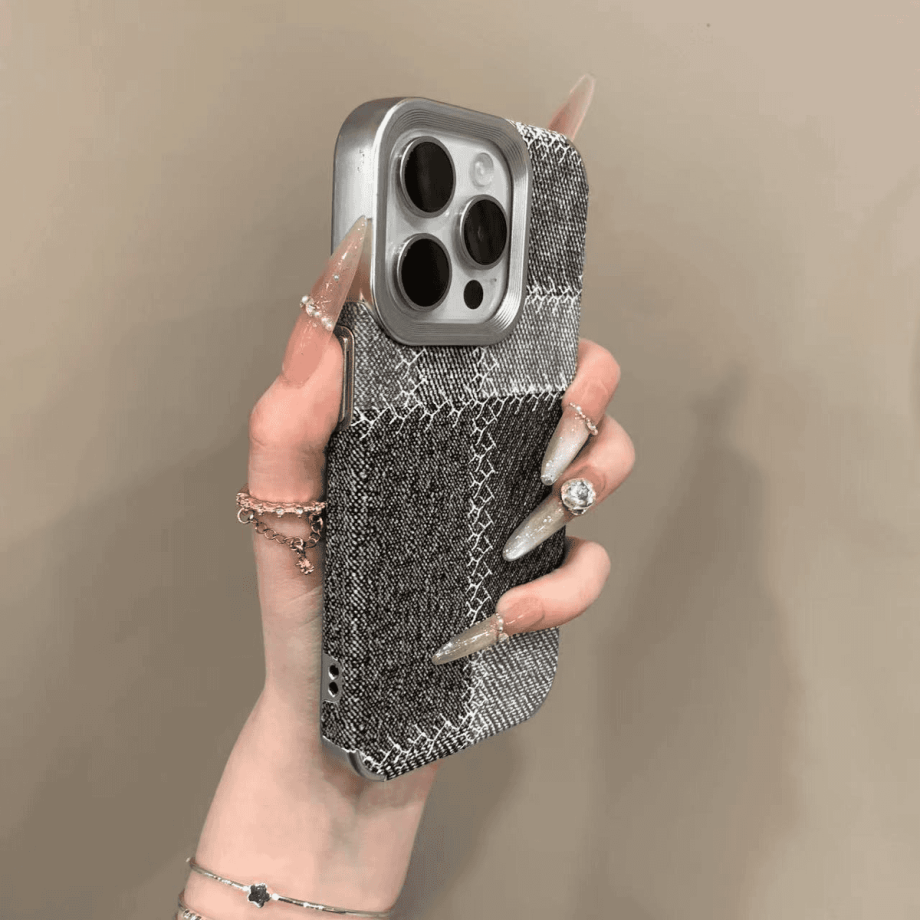 Electroplated Spliced Denim Pattern Case for iPhone