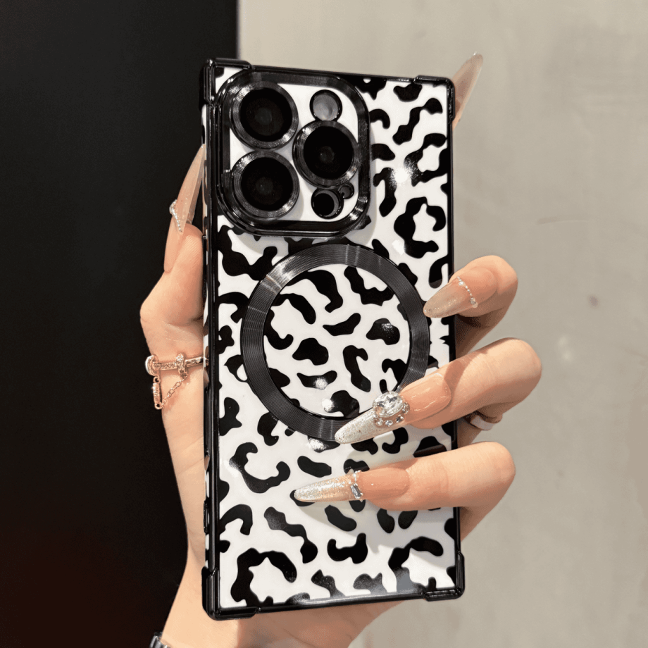 Leopard print Right angle Magnetic case for iPhone