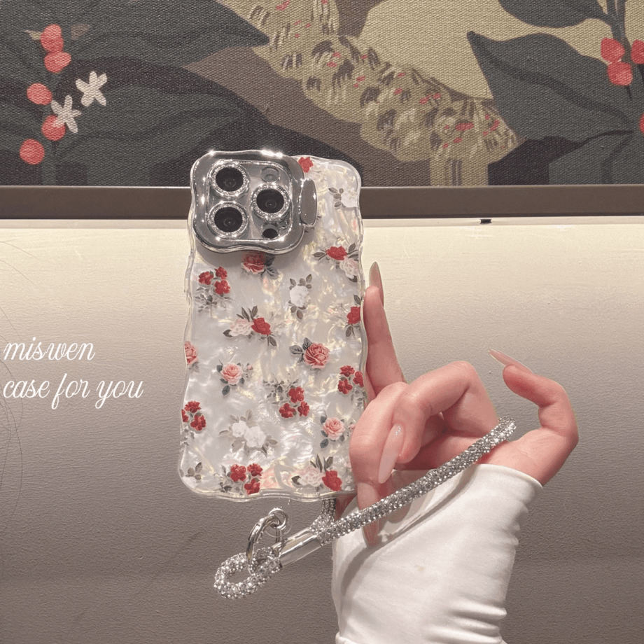 Full-Screen Floral Phone Case with Lens Protection & Kickstand