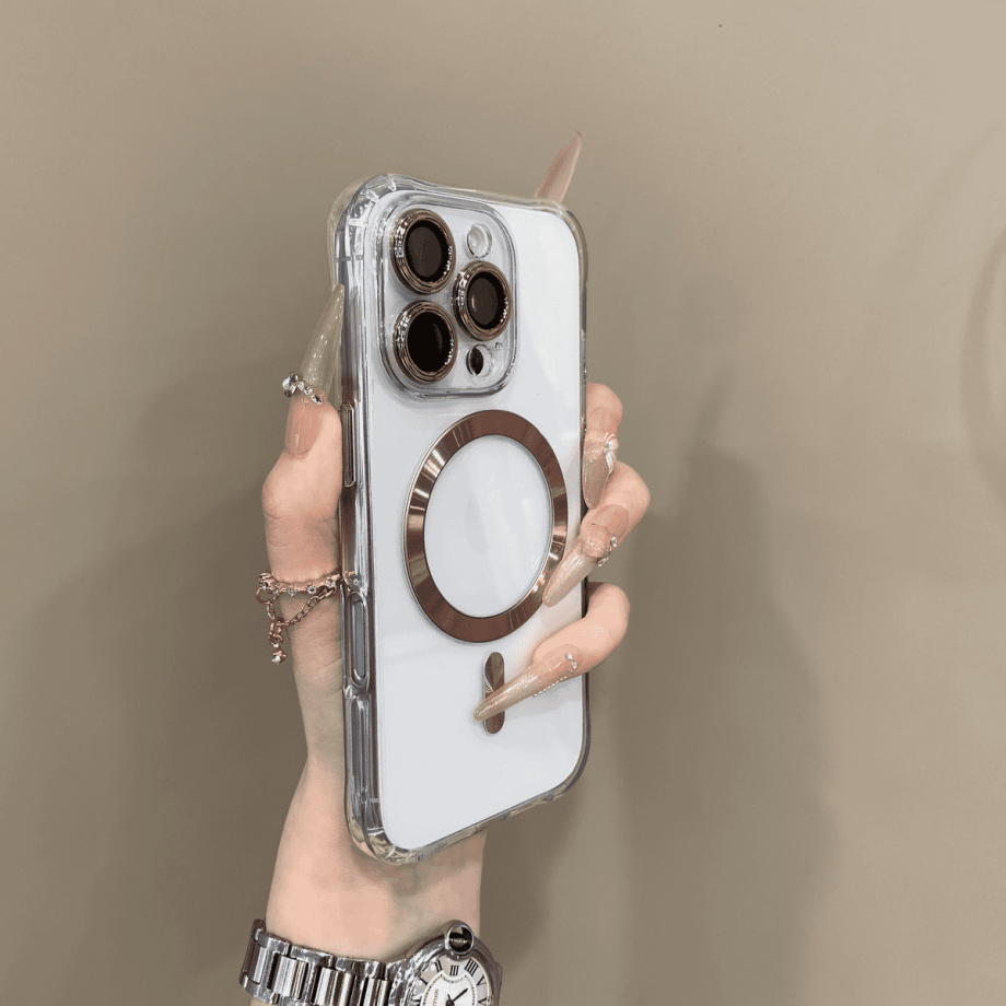 Metal lens film magnetic transparent case for iPhone