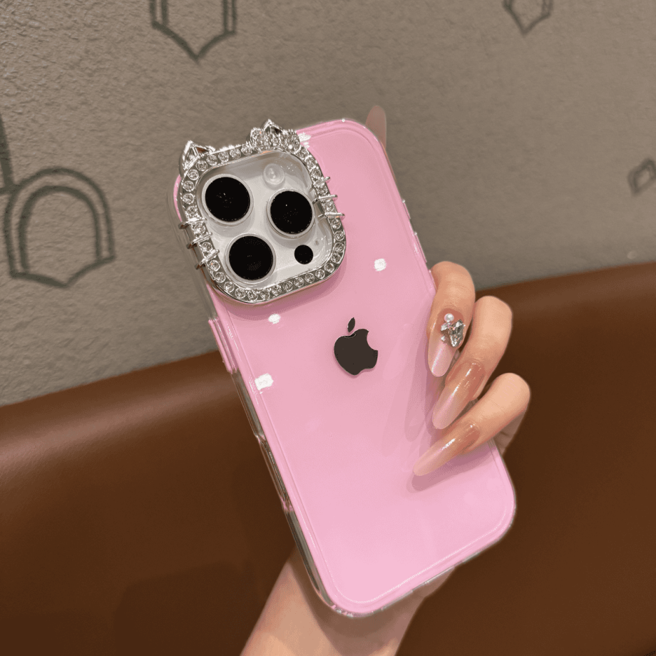 Cat lens frame jelly case for iPhone