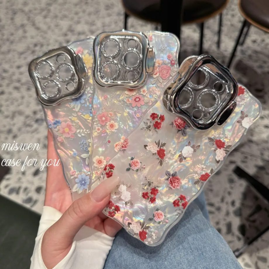 Full-Screen Floral Phone Case with Lens Protection & Kickstand