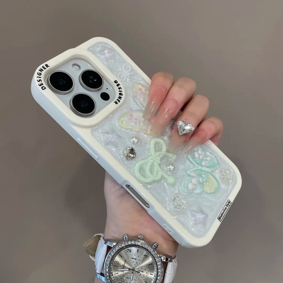 Luxury Resin-cast Butterfly Pearl Phone Case