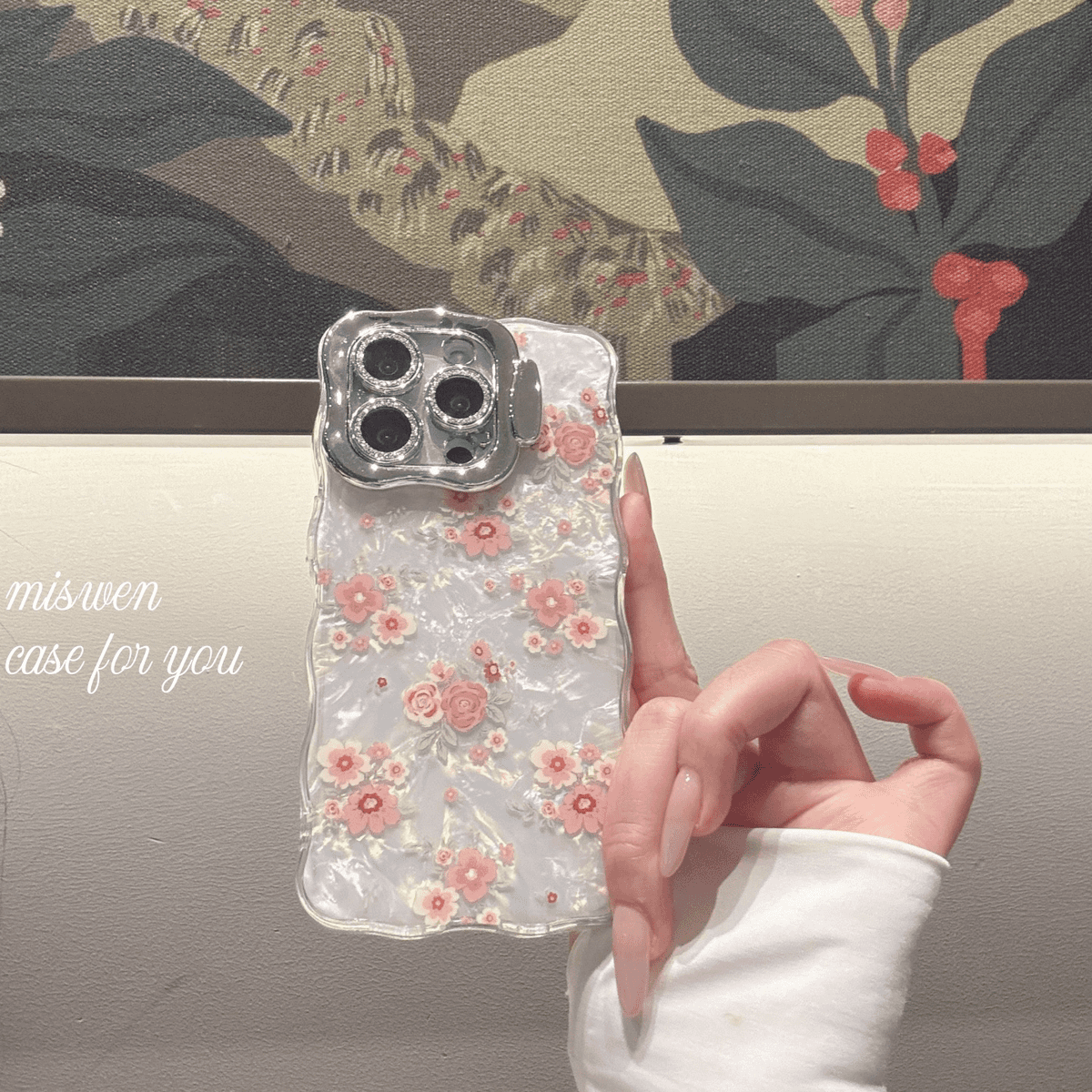 Full-Screen Floral Phone Case with Lens Protection & Kickstand - Image 2