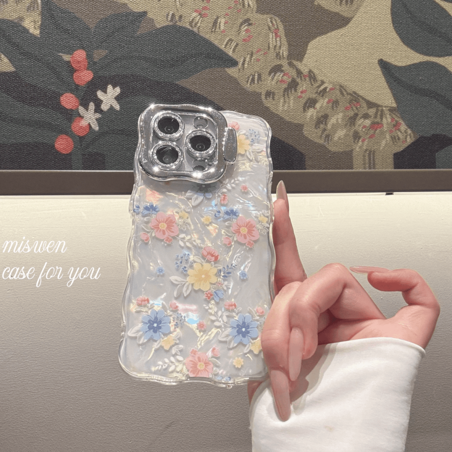 Full-Screen Floral Phone Case with Lens Protection & Kickstand