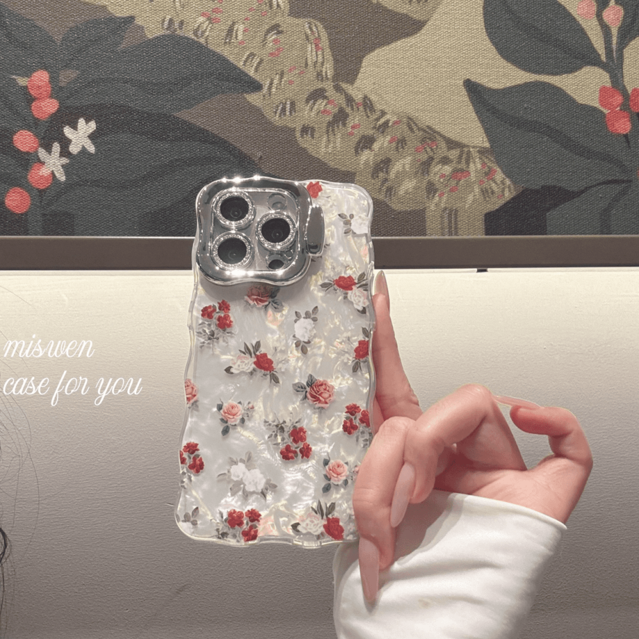 Full-Screen Floral Phone Case with Lens Protection & Kickstand