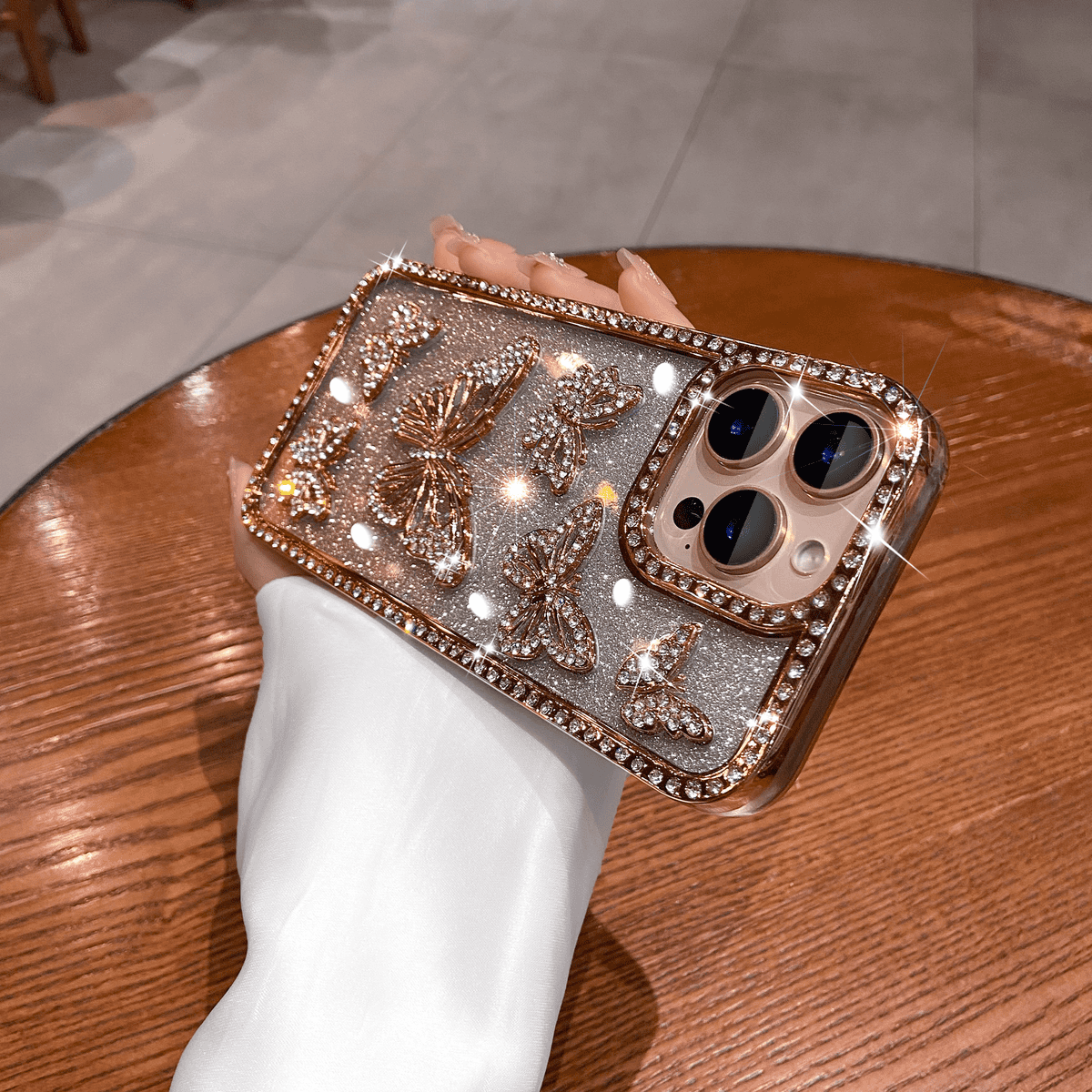 Sparkling Diamond Butterfly Gradient Case for iPhone - Image 5