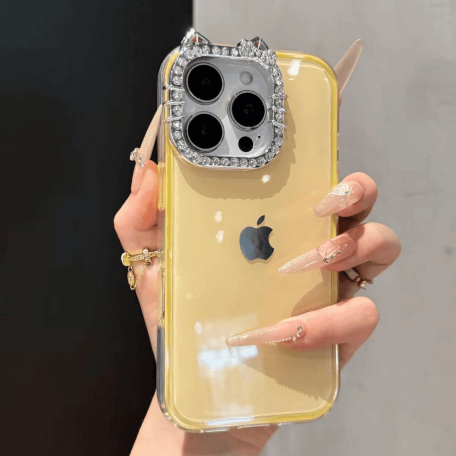Cat lens frame jelly case for iPhone
