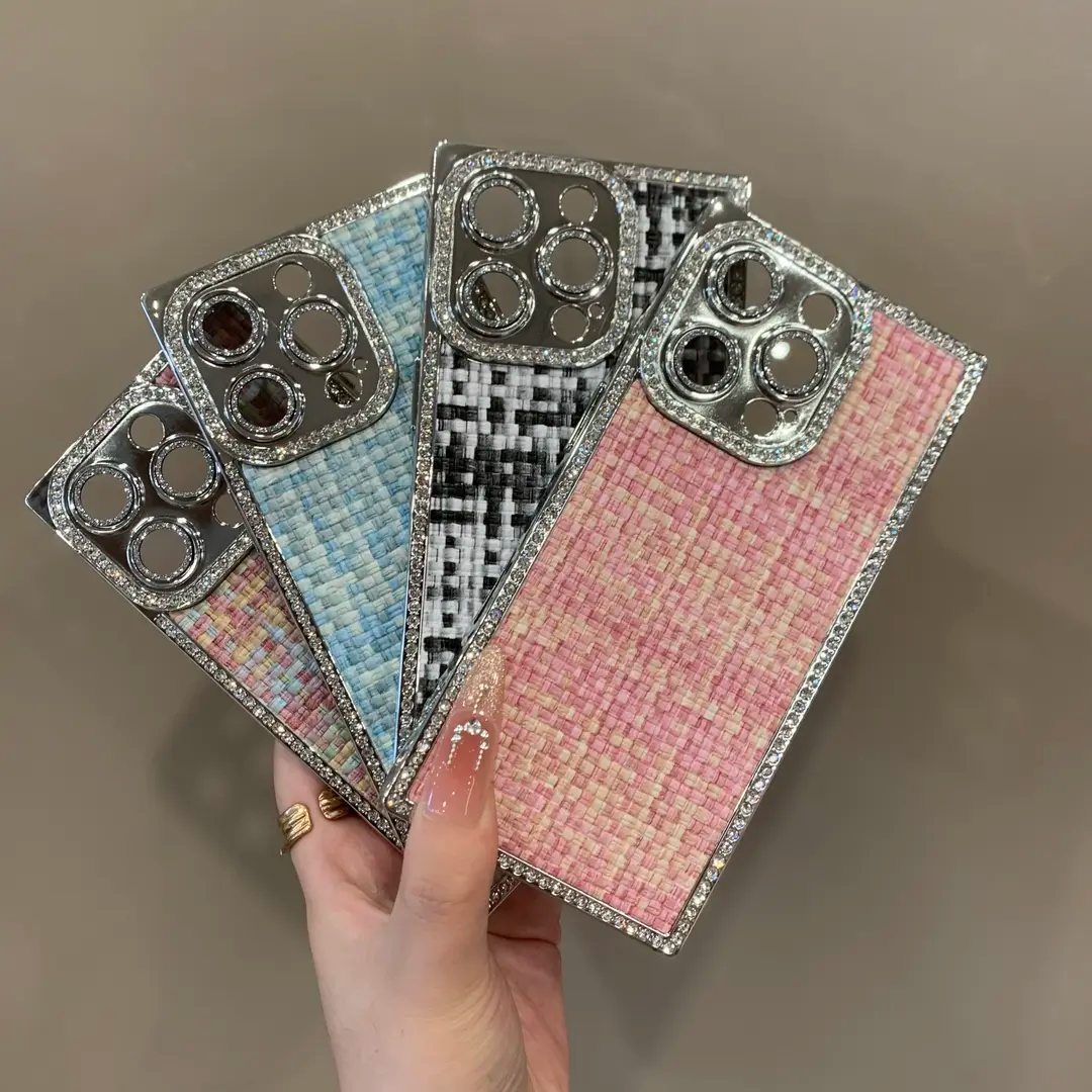 Electroplated woven pattern lens film case for iPhone