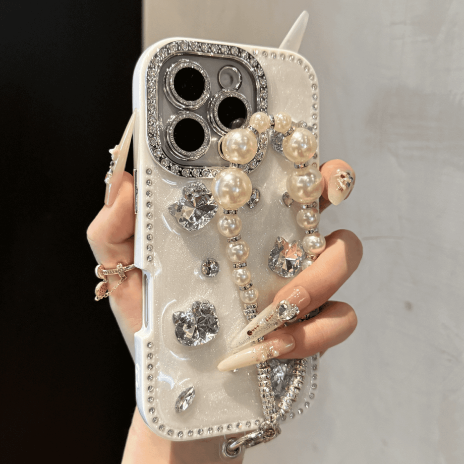 Full-coverage Rhinestone Cat Case for iPhone
