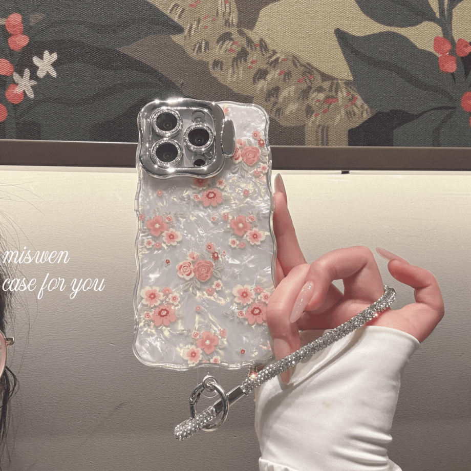 Full-Screen Floral Phone Case with Lens Protection & Kickstand
