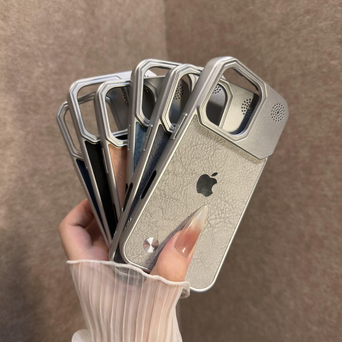 Large-window textured leather case for iPhone