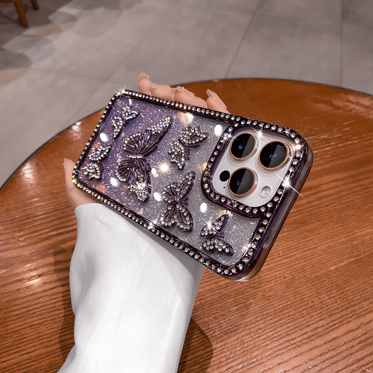 Sparkling Diamond Butterfly Gradient Case for iPhone - Image 4