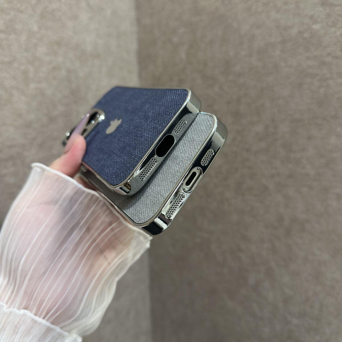 Electroplated Denim Pattern Case for iPhone - Image 2