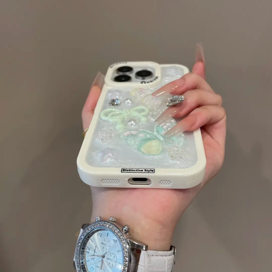 Luxury Resin-cast Butterfly Pearl Phone Case