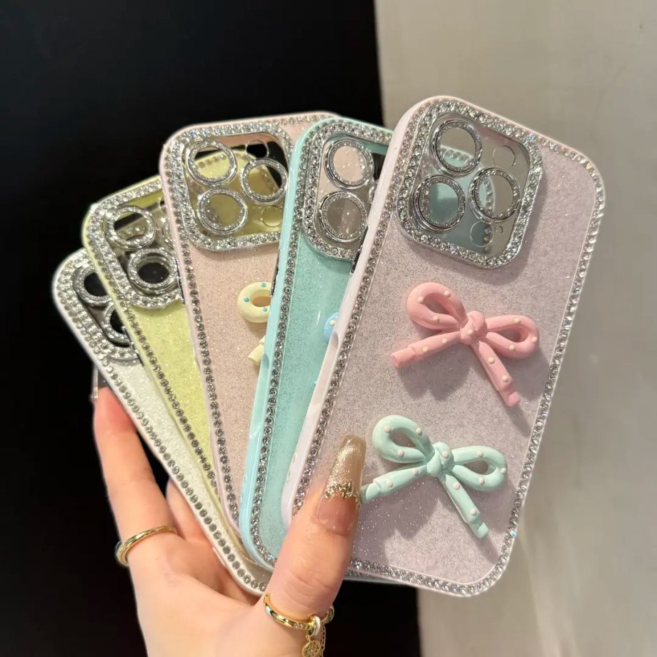 Full-coverage Glitter Bow Phone Case