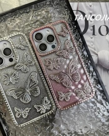 Sparkling Diamond Butterfly Gradient Case for iPhone