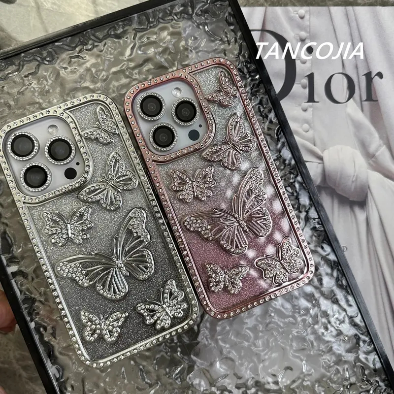 Sparkling Diamond Butterfly Gradient Case for iPhone